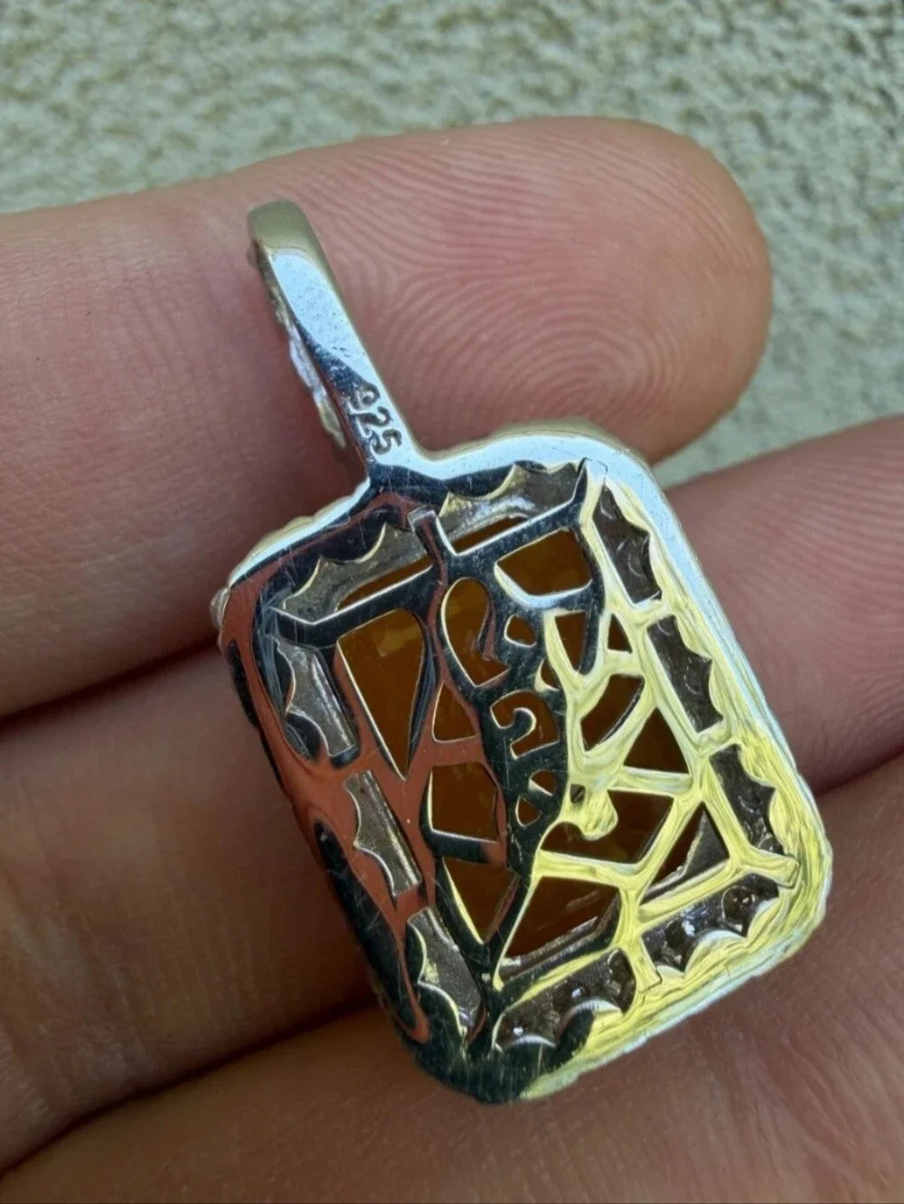 Iced Solid 925 Sterling Silver Natural Yellow Sapphire & Moissanite Pendant
